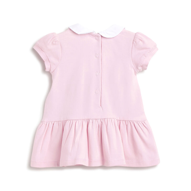 Girls Light Pink Printed Short Sleeve Dress image number 1